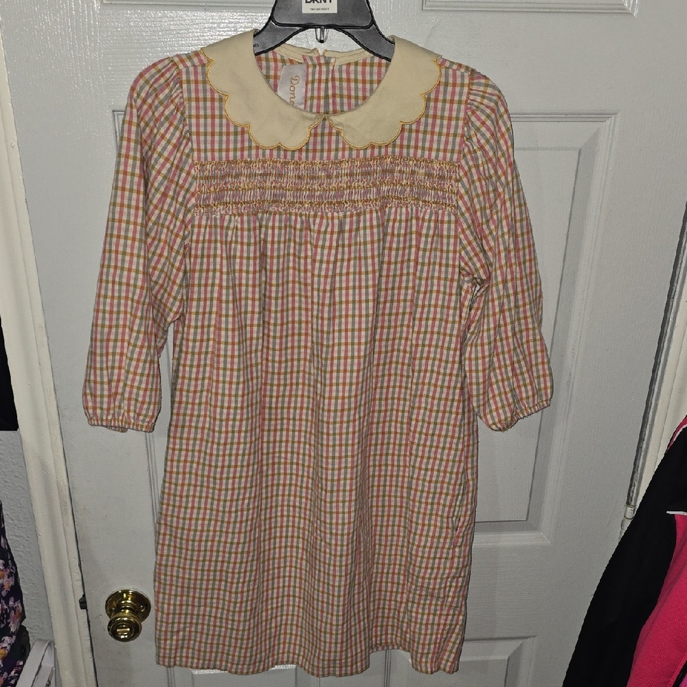 Vintage-Inspired Plaid Midi Dress with Cream Collar